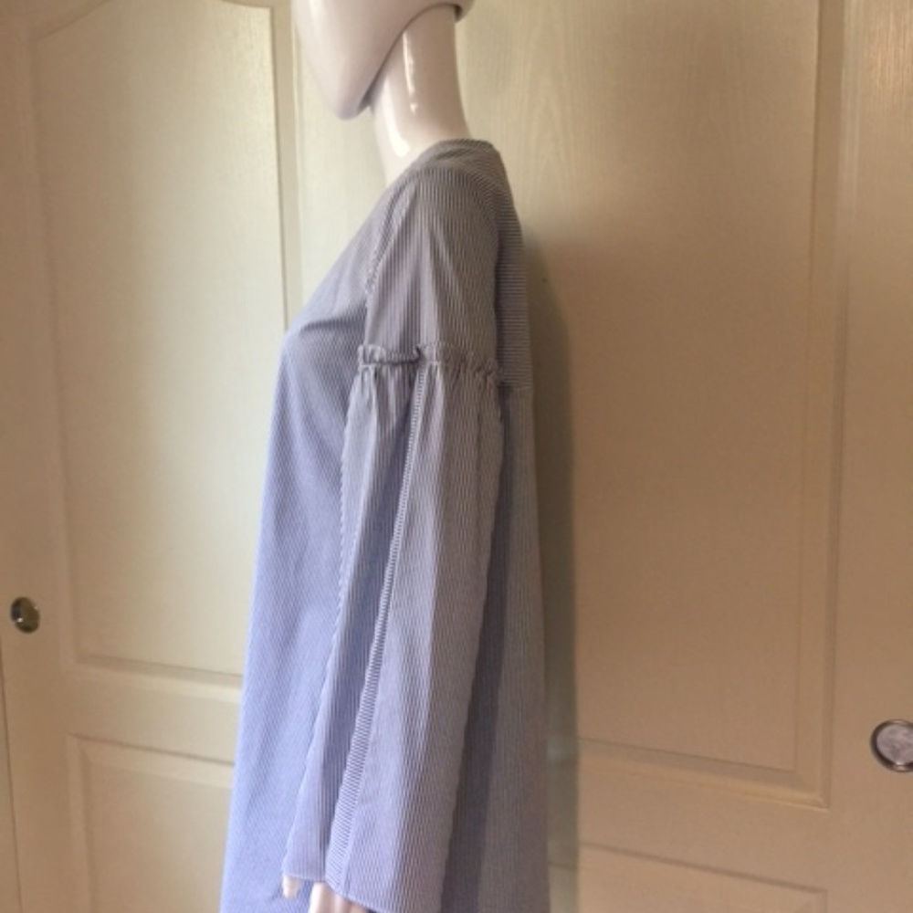 TIBI Satin Poplin trapeze Dress ELLIOT STRIPE Blue - Picture 5 of 8